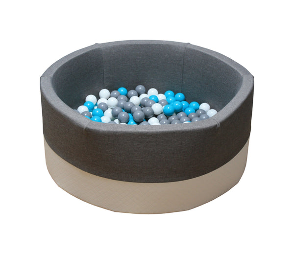 Ball-Pit Round Eco Grey 90X40cm (+200 Balls)-Ball-Pit-BabyUniqueCorn
