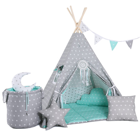 Child's Teepee Pink and Grey Ombre Set