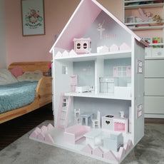Doll's House Vicky - White and Pink and Grey-Shelf-BabyUniqueCorn