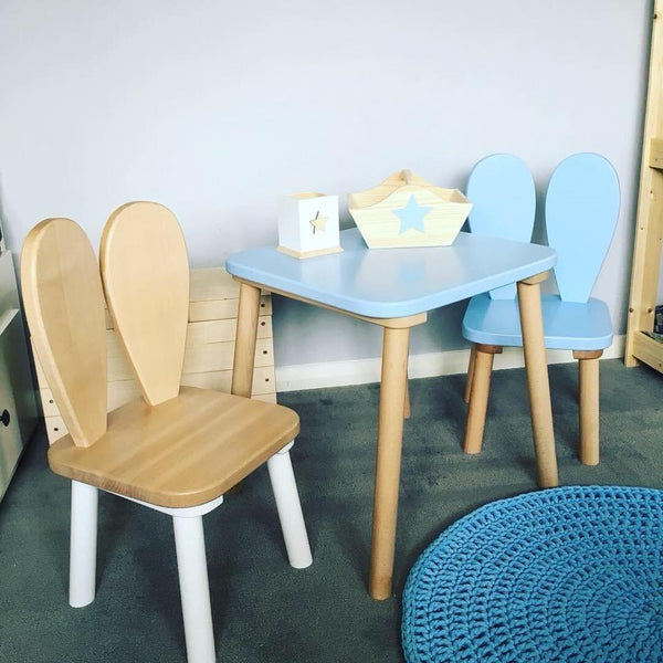 Handmade Beech Kids Table - Blue-Table-BabyUniqueCorn