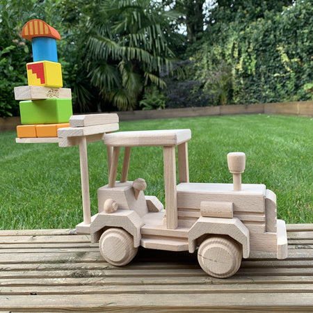 Handmade Wooden Tractor Big With Wood Logs