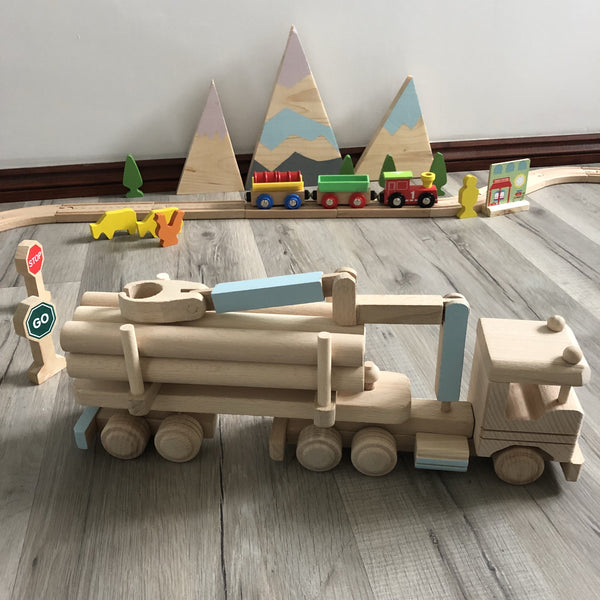 Handmade Wooden Truck With HDS & Wood-Dolls Rocking Cradle-BabyUniqueCorn