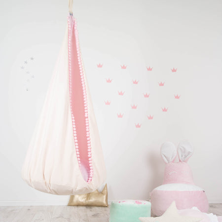 Hanging Cocoon Swing Powder Pink With Frill