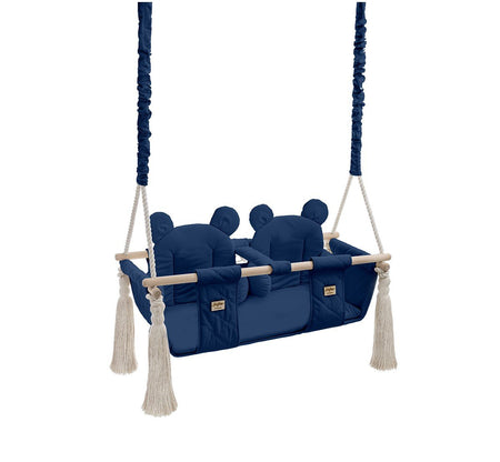 Wooden Swing Vintage Navy Blue Velvet