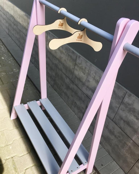 Wooden Freestanding Kids Dress Up Rack - Purple-Chair-BabyUniqueCorn