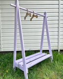 Wooden Freestanding Kids Dress Up Rack - Purple-Chair-BabyUniqueCorn