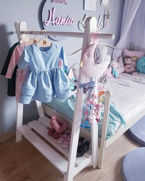 Wooden Freestanding Kids Dress Up Rack - White-Chair-BabyUniqueCorn